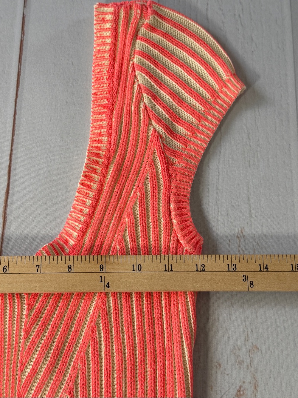 Free People Coral Cream Knit Mini Dress Scoop Neck Fit Flare Boho Small - Picture 10 of 11